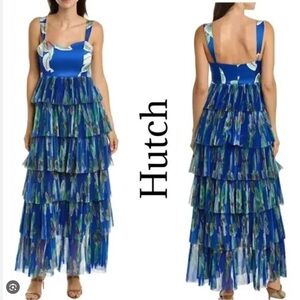 Hutch Blue and Green Tiered Maxi Dress